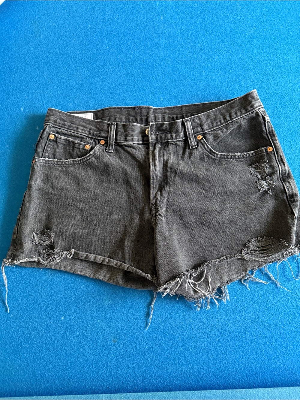 GAP Black Distressed Denim Cutoff Shorts